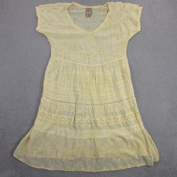 Johnny Was Eyelet Embroidered Tunic Top‎ Dress size L Sheer Fairy Whimsy Boho - Picture 1 of 7